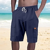 economico Vacanza-Per uomo Shorts Shorts di Lino Pantaloncini Estivi Shorts da Spiaggia Coulisse Elastico in vita Multi-tasche Semplice Comodità Traspirante Lunghezza al ginocchio All&#039;aperto Quotidiano Spiaggia