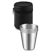 olcso Poharak-70 ml-es rozsdamentes acél poharak tárolótáskával rozsdamentes acél ivópoharak egymásra rakható vizespoharak bárba, otthonra, utazáshoz, irodába, kültéri kempingezéshez 4 db/szett mosogatógépben