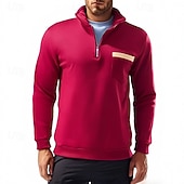 tanie Bluza z kapturem z polaru-Męskie Bluza na zamek Bluza z kapturem Taktyczna Czarny Zieleń wojskowa Czerwony Granatowy Jasnoszary Stójka Równina Przednia kieszeń Quarter Zip Sport i turystyka Codzienny Święto Moda miejska