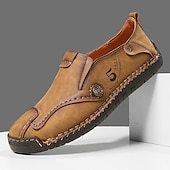Χαμηλού Κόστους Ανδρικά Sneakers-Ανδρικά καφέ slip-on παπούτσια με ραφές σε αντίθεση, μαλακή εσωτερική σόλα και ανθεκτική σόλα από καουτσούκ για casual ρούχα γραφείου, καθημερινές μετακινήσεις και χαλάρωση το Σαββατοκύριακο.