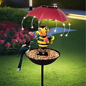 economico Luci paesaggistiche-Luci solari da esterno in ferro battuto, a forma di fenicottero, impermeabili, con statua, lampada da prato a forma di ape, con funzione di mangiatoia per colibrì, regalo di Natale per il