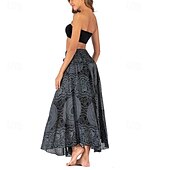 ieftine Fuste grafice-Pentru femei Fustă Linie A Leagăn Casual Boho Maxi Talie Înaltă Fuste Floral Imprimeu Micro-elastic Vacanță Concediu Negru Albastru piscină Portocaliu Verde Vară Poliester