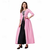 levne Šaty-Elegantní Retro Renesanční Dlouhá délka Šaty Cosplay kostým Maškarní Šlechtična Hranatý Maškarní kostým Dámské předvečer Všech svatých Plesová maškaráda Šaty Párty a večer Běžné / Denní Dospělé Šaty
