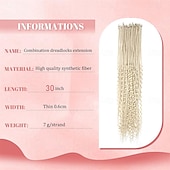 abordables Crocheter les cheveux-Extensions de dreadlocks synthétiques mixtes 3 en 1, 30 mèches, 30 pouces, blond 613 bouclé &amp;droit &amp;extensions de dreadlocks bohèmes à extrémité unique, style hippie, pour femmes