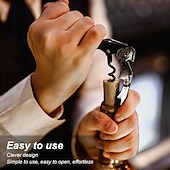 cheap Barware-Wine Opener Set Waiters Corkscrew Stainless Foil Cutter Leak Proof Bottle Stoppers Pourer Anti Overflow Collar Drip Ring Included Manual Cap Opening Tool for Cork Manual Wine Bottle Opener Cork