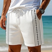 billiga 3d sweatshorts för män-Herr Geometrisk Rand Romb Våffelshorts Svett shorts Casual shorts Medium Midja Mode Casual Semester Joggning Träningspass Elastisk dragsko i midjan Shorts med fickor Designer Kläder