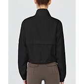 baratos Moletom &amp; Suéter-Mulheres Jaqueta de Corrida Capa de Chuva Bolso Com Zíper Leve Manga Longa Blusas Outono Prova-de-Água A Prova de Vento Secagem Rápida Umidade do pavio Pilates Corrida Ioga Roupa de esporte Roupas