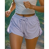 baratos Calções de corrida-Mulheres Shorts de Corrida Shorts franzidos Cintura elástica Com Cordão Calção Desportos e Ar livre Casual Secagem Rápida Leve Respirável Tênis Golfe Corrida Normal Roupa de esporte Roupas Esportivas