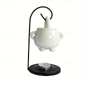 abordables lampe de chevet-1 ensemble de brûleur à huile de chaudron païen suspendu noir - diffuseur d&#039;arômes chauffe-cire avec poignée pour une décoration intérieure enchanteresse, fondants de cire parfumée essentielle