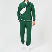 billiga Träningsdräkter-Herr Träningsoverall Joggingbyxor Tröja med dragkedja Ficka med blixtlås Träningsdräkter Höst Svart Grön Gym Träna Sport Vindtät Långärmad Sport Sportkläder Microelastisk Normal