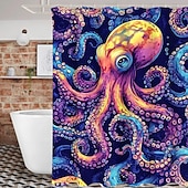 baratos Cortinas de Banho-Cortina de chuveiro com estampa de tartaruga e animais marinhos com ganchos para banheiro, conjunto de decoração para banheiro, poliéster à prova d&#039;água, pacote com 12 ganchos de plástico