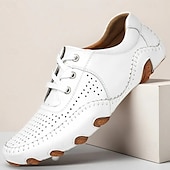 economico sandali da esterno-Scarpe da passeggio traspiranti da uomo bianche con ritagli – mocassini estivi casual con suola morbida per la guida, le vacanze al mare, l&#039;esplorazione della città e il comfort per tutto il giorno nelle giornate calde
