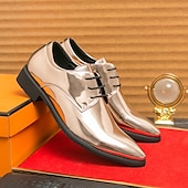 abordables Officiel-Chaussures à lacets en cuir verni vert pour hommes – chaussures habillées brillantes avec une finition polie, idéales pour les mariages et les soirées