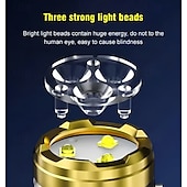 cheap Flashlights-Three-Eyed Monster Mini Flash Super Power Flashlight, German Thumb Sized Flashlight, 3 Eyed Monster Mini Flashlight, Outdoor Small High Lumen Rechargeable Waterproof Pocket Flashlight