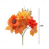 abordables acción de gracias y decoración de otoño-1 ramo de flores artificiales de otoño, corona de calabaza con hojas de arce para Acción de Gracias, arreglo decorativo para el hogar otoñal de Halloween
