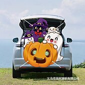 cheap Halloween Outdoor Decor-Halloween Trunk Treat Car Banner Car Decoration,Ghost Halloween Decorations Halloween Fabric Car Decoration Halloween Car Trunk Decoration Ghost Pumpkin Wall Covering