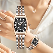 economico Orologi al quarzo-Orologio da donna alla moda con quadrante a botte di vino orologio al quarzo con numeri romani cinturino impermeabile PX7 calendario cinturino in acciaio inossidabile miglior scelta per i regali per