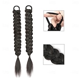 economico Code-2 pezzi di extension per coda di cavallo intrecciata con elastici per capelli, morbidi pezzi di capelli sintetici per donne e ragazze, da indossare tutti i giorni, 16 pollici
