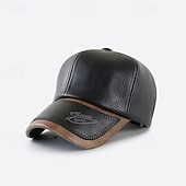 preiswerte Baseballkappe für Herren-Herren Baseballkappe Sonnenhut Trucker-Kappe Schwarz Kaffee PU Mode Lässig Straße Täglich Farbblock Verstellbar Sonnenschutz Atmungsaktiv