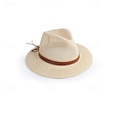 voordelige Feesthoeden-Zomerse cowboyhoed met grote rand, gebreid met net, platte rand, bescherming tegen de zon, opvouwbare herenhoed, strandhoed, casual