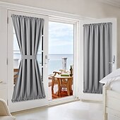 tanie Zasłony drzwi-Zasłony okienne blackout wiejskie zasłony izolujące termicznie redukujące hałas prywatne zasłony z faux lnu do patio/drzwi francuskich/szklanych 1 panel
