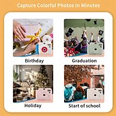 cheap Camera &amp; Photo-Lnstant Print Camera Kit with Mini Film Roll Built-in Flashlight Includes Felt Handbag and Album Perfect Gift for Women on Valentine&#039;s Day