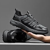 abordables Baskets-Homme Chaussures Décontractées Chaussures de randonnée Marche Occasionnel Cuir PU Maille Confortable Antidérapant Respirant À lacets Noir Jaune Vert Été Printemps