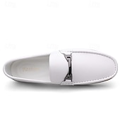 voordelige Casual loafers-Rode imitatieleren loafers voor heren, stijlvol instapmodel met comfortabele, zachte binnenzool, ideaal voor zakelijke, casual weekenden en reizen