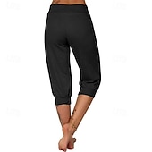 billige cargobukser for kvinner-Dame Capri-bukser Søndagsshorts Gatemote Fritid Kalv lengde Medium Midje عادي Elastisk midje Snorer Pusteevne Myk Mikroelastisk Feriereise Gate Dagligdagstøy Svart Rosa Navyblå Grønn Sommer Normal