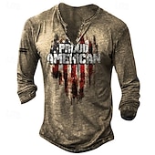 cheap Vintage&amp;Retro-Men&#039;s T shirt Tee Henley Shirt Tee Basic Classic Casual Shirt Graphic American Flag 1776 Long Sleeve Shirt Black Red Navy Blue Street Casual Daily Henley Spring &amp;  Fall Clothing Apparel Plus Size S M
