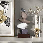 Χαμηλού Κόστους Αγάλματα-Διακοσμητικό στολίδι φενγκ σούι από ρητίνη, μοντέρνο ειδώλιο εισόδου «η κυλιόμενη πέτρα φέρνει τύχη», μινιμαλιστικό γλυπτό διακόσμησης σπιτιού, δώρο εγκαινίου για σαλόνι ή γραφείο