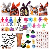 billiga Halloweenmask och rekvisita-Halloween mochi squishy leksaker med presentask mini kawaii mochi squishy leksak stresslindrande ångestpaket för barn festgåvor halloween miniatyrer halloween godispåsar presenter
