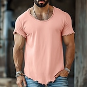 ieftine Tricouri din bumbac și in-Bărbați Tee Top Tricou din in Manșon scurt Mânecă scurtă Stil Nautic Vară Simplu Modă Designer De Bază Moale Vacanță Stradă Casual Albastru Deschis Negru Alb Top tricou pentru bărbați