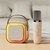 billige Mikrofoner-k12 trådløs mikrofon karaokemaskin bluetooth-høyttaler ktv hifi stereolyd led-lys for utendørs hjemmefest