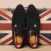 abordables Mocasines-Zapatos sin cordones de ante azul marino para hombre con detalles tachonados y detalles dorados: zapatos sin cordones de lujo para fiestas nocturnas, bodas y reuniones formales.