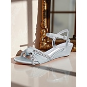 baratos cocktail-sandálias femininas de cetim verde com salto anabela - sapatos sociais com nó de strass e tira no tornozelo para banquetes e coquetéis elegantes