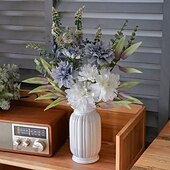 billige Kunstige planter og blomster-1 bunt kunstig dahliablomsterbukett, falsk grønnsaksblomster til bryllupsdekorasjon, realistisk imitert blomsteroppsats til hjemmet, arrangementet, festens midtpunkt