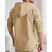 economico Camicie di lino-Per uomo Camicia Camicia di lino Camicia casual Camicia con Bottoni Camicia di cotone A righe Vacanza Camicia hawaiana Nero Bianco Blu marino Cachi Manica Lunga Con Cappuccio Primavera Autunno
