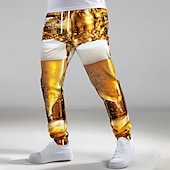 cheap Men&#039;s Printed Sweatpants-Men&#039;s Oktoberfest Beer Sweatpants Joggers Workout Pants Drawstring Elastic Waist Casual Outdoor Holiday Athletic Sweatpants with Pockets Spring Fall Winter 3D Print Yellow Orange