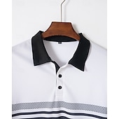 cheap Men&#039;s Classic Polo-Men&#039;s Golf Shirt Golf Polos Shirts Work Casual Lapel Short Sleeve Basic Modern Striped Buttons Summer Regular Fit White Pink Red Royal Blue Green Khaki Golf Shirt