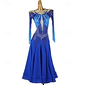 voordelige Ballroom danskleding-Ballroomdansen Kleding Gesplitst Kristallen / Bergkristallen Dames Prestatie Feest Lange mouw Spandex