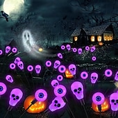 cheap Landscape Lights-1 Pc Outdoor Solar Firefly Lights Halloween 8-Head Skull Eye Insertion Lamp Courtyard Garden Party Horror and Weird Festival Atmosphere Decorative Lights