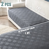 baratos Capa de Sofá-Capas de sofá modernas em formato de L, 2 peças, em azul e branco, duráveis, protetores de sofá que aceitam animais de estimação, com design acolchoado, laváveis à máquina, adequadas para sofás