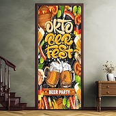 cheap Garage &amp; Door Banners-Oktoberfest Door Decorations German Bavarian Beer Door Covers Door Tapestry Door Curtain Decoration Backdrop Indoor/Outdoor Door Banner for Front Door Office Door