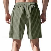 voordelige Klassiek-Voor heren Korte broek Linnen korte broek Zomer korte broeken Strandshorts Trekkoord Zak Elastische taille Gestreept Comfort Ademend Korte Strand Vakantie Feestdagen Hawaii Boho Zwart Marineblauw