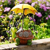 abordables Luces de paisaje-1 lámpara decorativa de resina con forma de tortuga solar impermeable para exteriores, con forma de rana y paraguas, para patio, jardín, parque, césped, sendero, luces de observación paisajísticas.