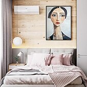 お買い得  人物画-キャンバスに描かれた抽象的な肖像画、オリジナルの美しい女性モデルの絵画、大きな現代人物の壁アート、カスタムメイドの寝室の壁装飾