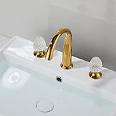 cheap Bathroom Sink Faucets-Bathroom Sink Faucet - Widespread Electroplated Widespread Two Handles Three HolesBath Taps