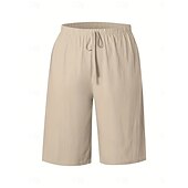 baratos Shorts-Mulheres chinês Bermudas Férias Moda Básico Comprimento do joelho Cintura Alta Tecido Bolsos Cintura elástica Confortável Macio Micro-Elástica Ao ar livre Rua Verde Militar Azul marinho Preto Branco