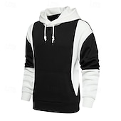 halpa miesten perushupparit-Miesten Huppari Pullover-huppari Musta ja valkoinen Punainen ja musta Valkoinen + vaaleanharmaa Hupullinen Väripalikka Tasku Väripaletti Urheilu ja ulkoilu Päivittäin Pyhäpäivä Katutyyli Tyylikäs